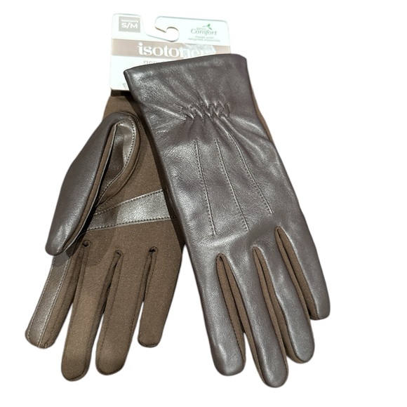 Isotoner Women’s Brown and Gray Gloves - Picture 1 of 3